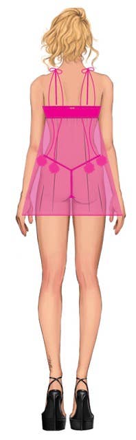 Marilyn Marabou & Mesh Babydoll & G-String Set