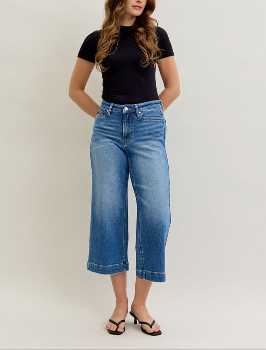 24.5" Judy Blue MR Wide Trouser Hem Crop