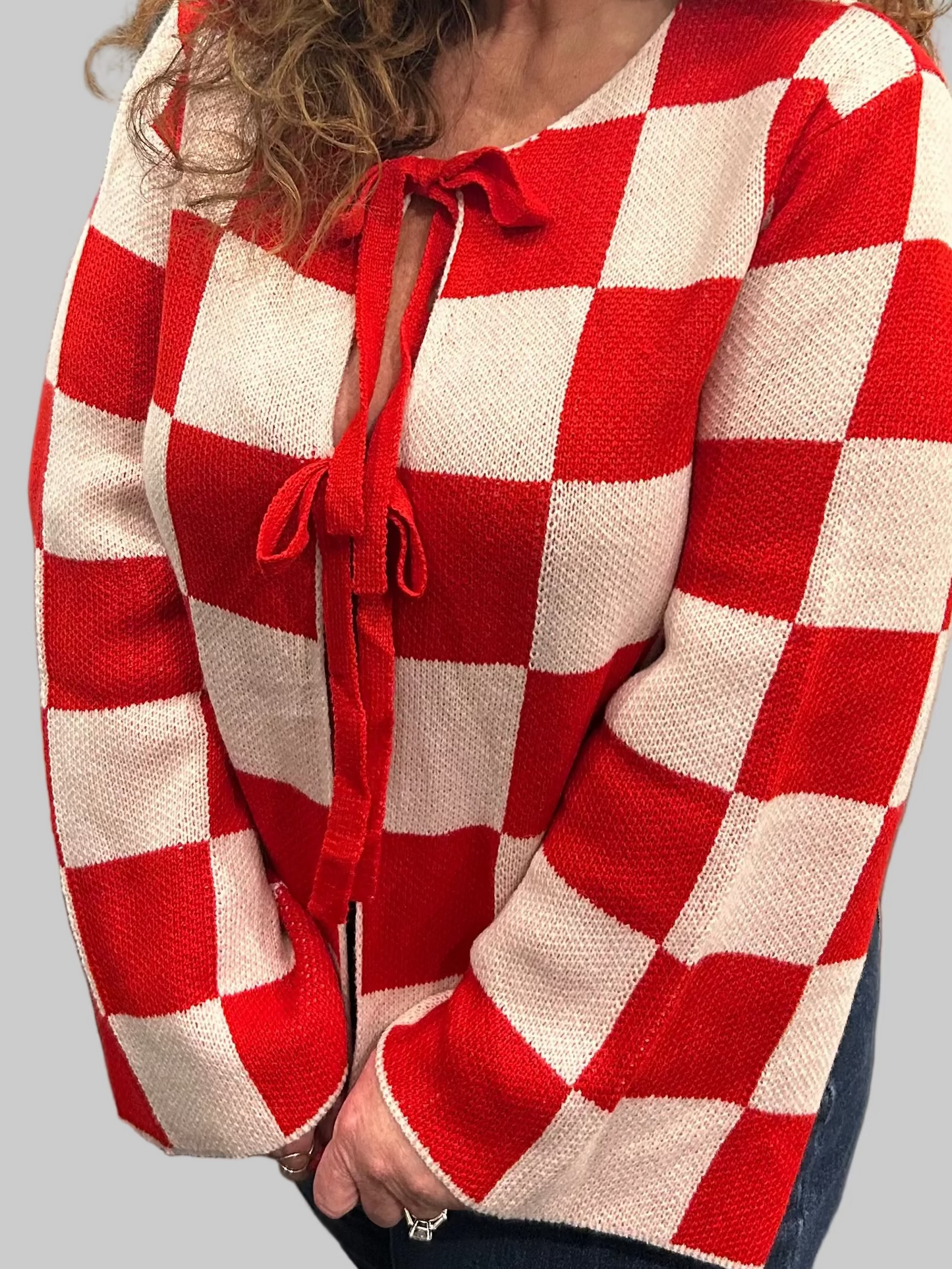 Checkered Tie Sweater