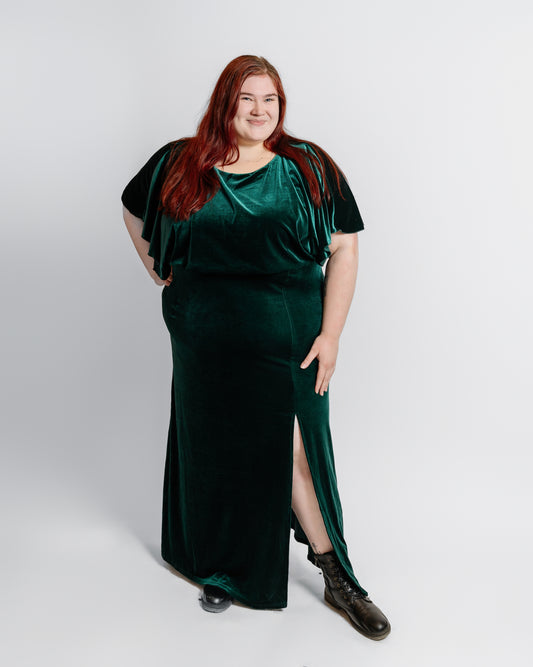 Velvet Dolman Sleeve Gown