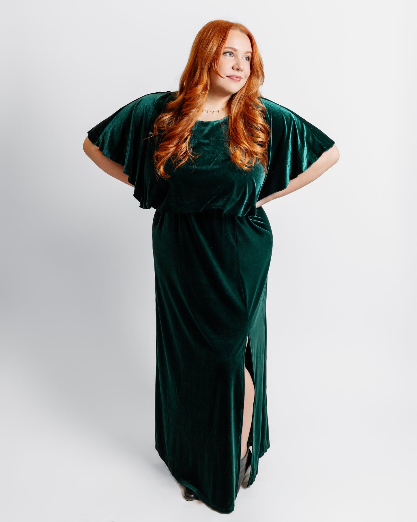 Velvet Dolman Sleeve Gown