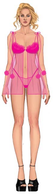 Marilyn Marabou & Mesh Babydoll & G-String Set