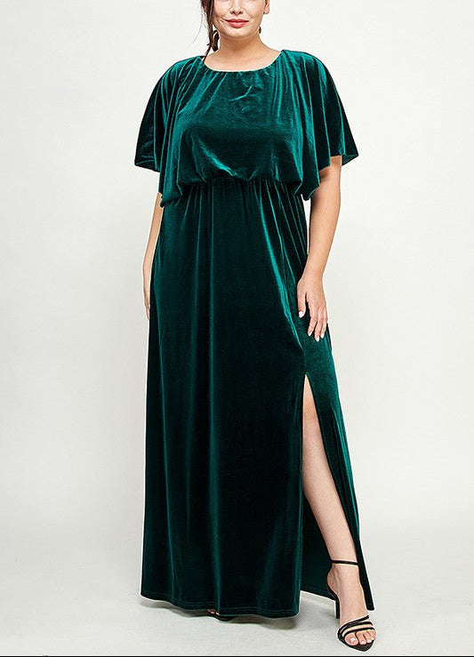 Velvet Dolman Sleeve Gown