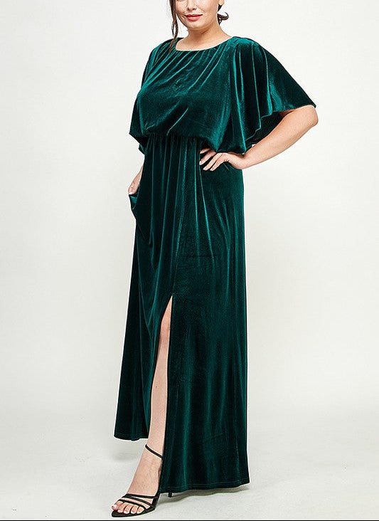 Velvet Dolman Sleeve Gown