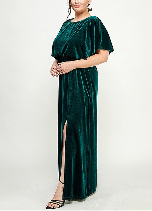 Velvet Dolman Sleeve Gown