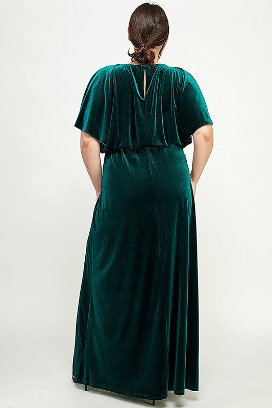 Velvet Dolman Sleeve Gown