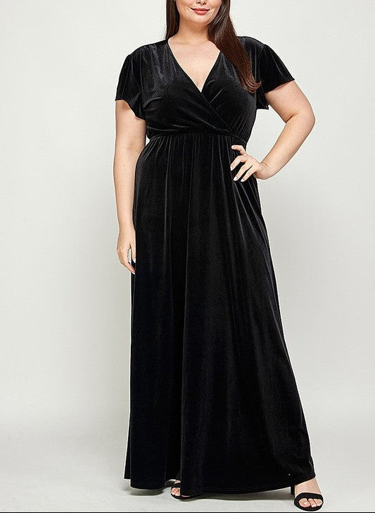 Velvet Surplice Gown