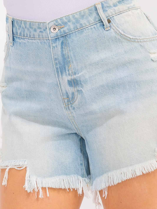 Light Wash Distressed Denim Shorts