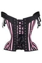 Top Drawer Pink/Black Striped Steel Boned Corset w/Straps