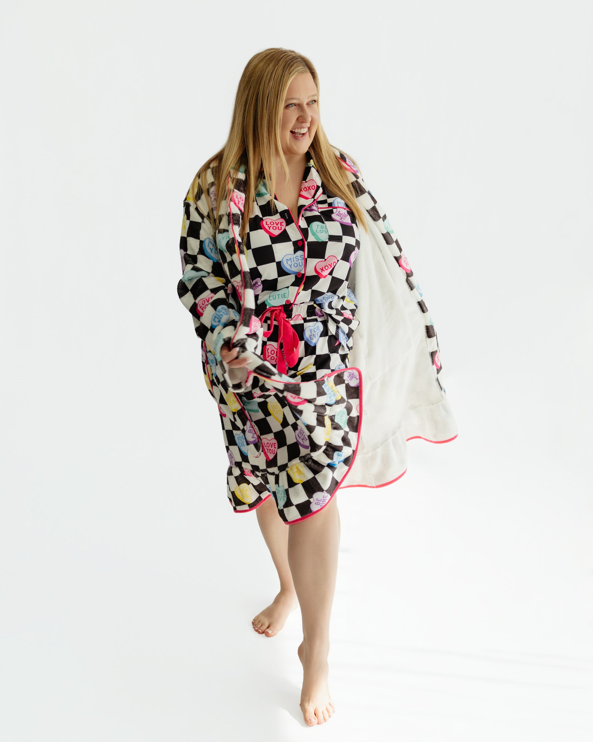 Legacy Lounge Robe- Checkered Conversation Hearts
