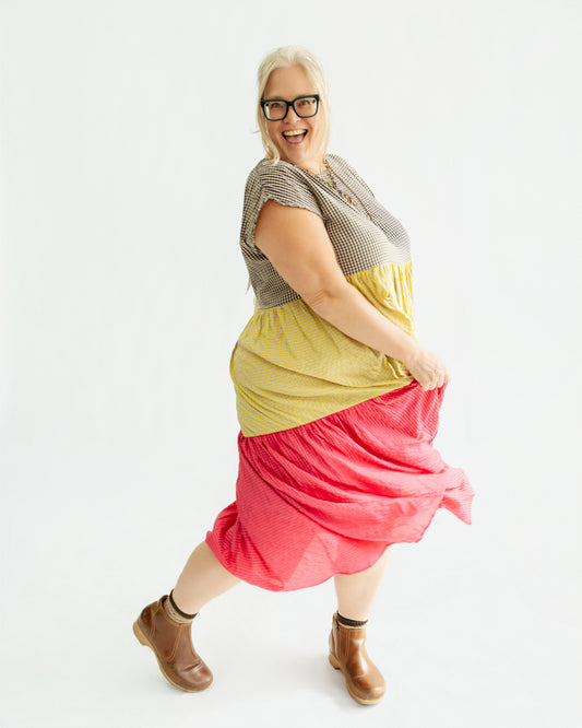 Color Block Gingham Dress