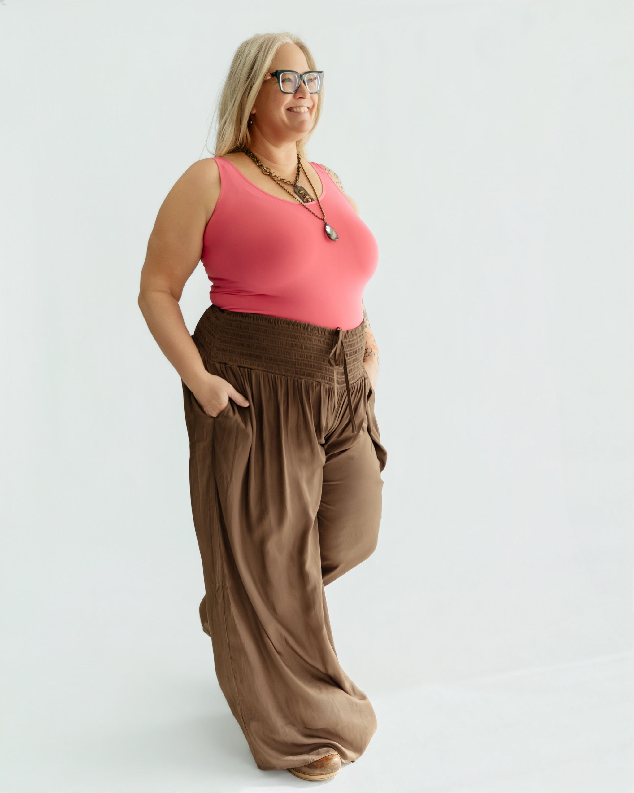 Smocked Waist Palazzo Pant