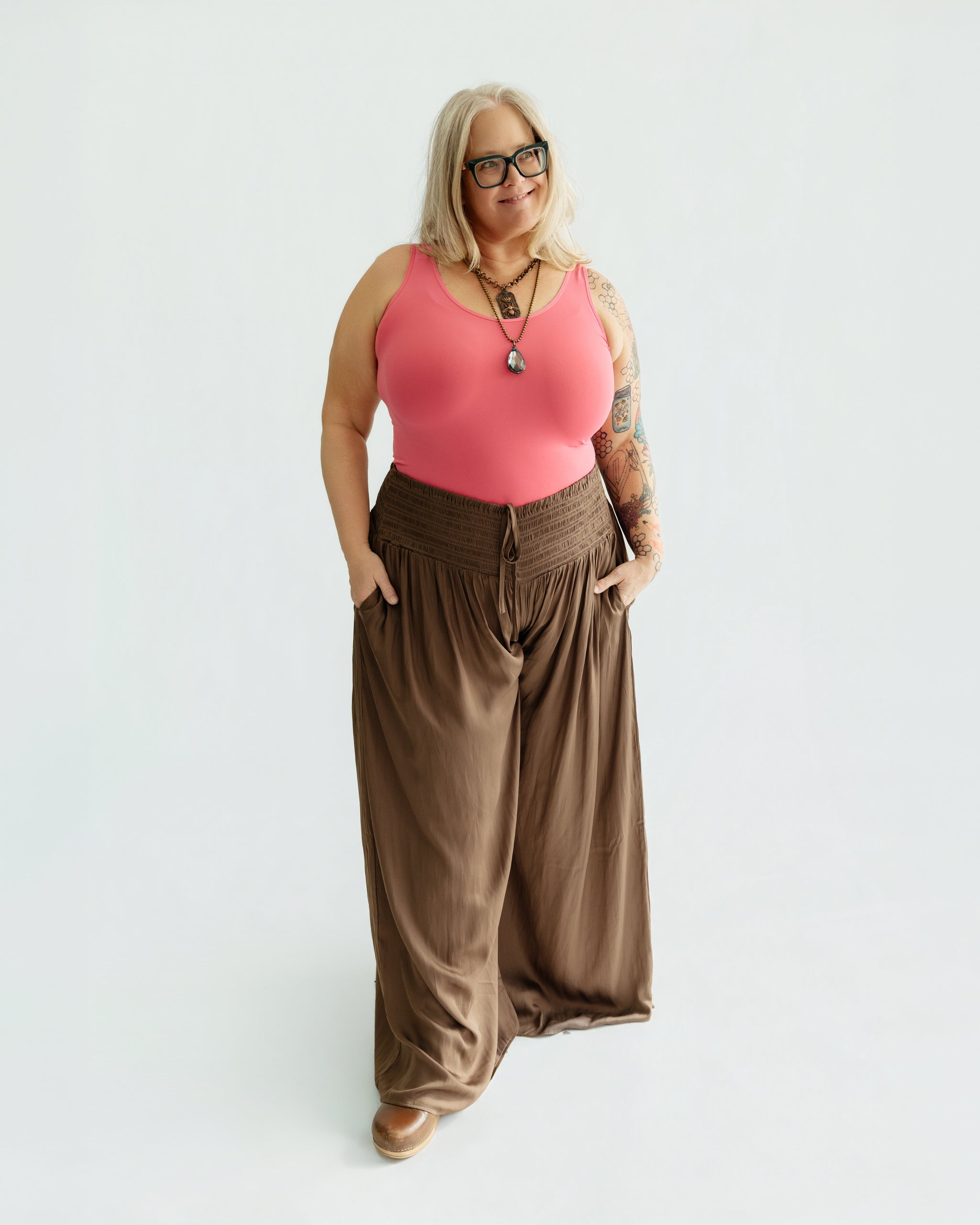 Smocked Waist Palazzo Pant