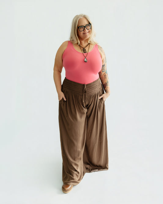 Smocked Waist Palazzo Pant