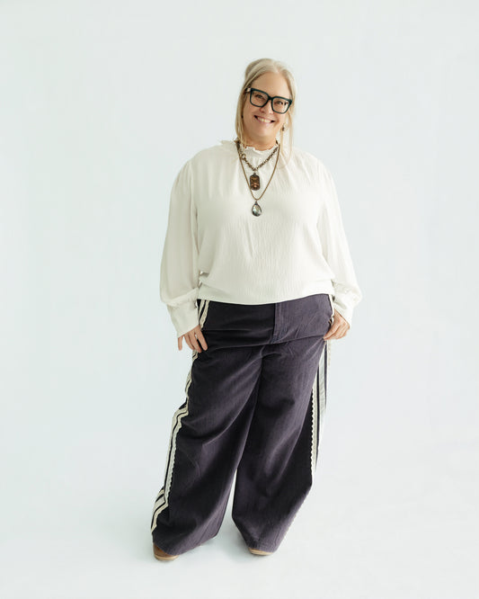 Washed Denim and Lace Pants