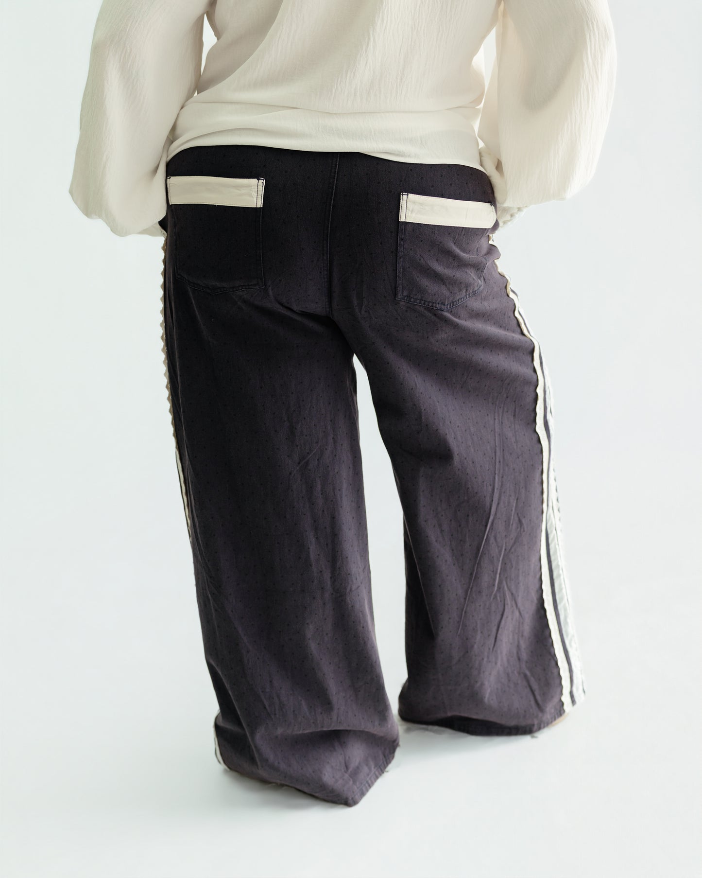 Washed Denim and Lace Pants