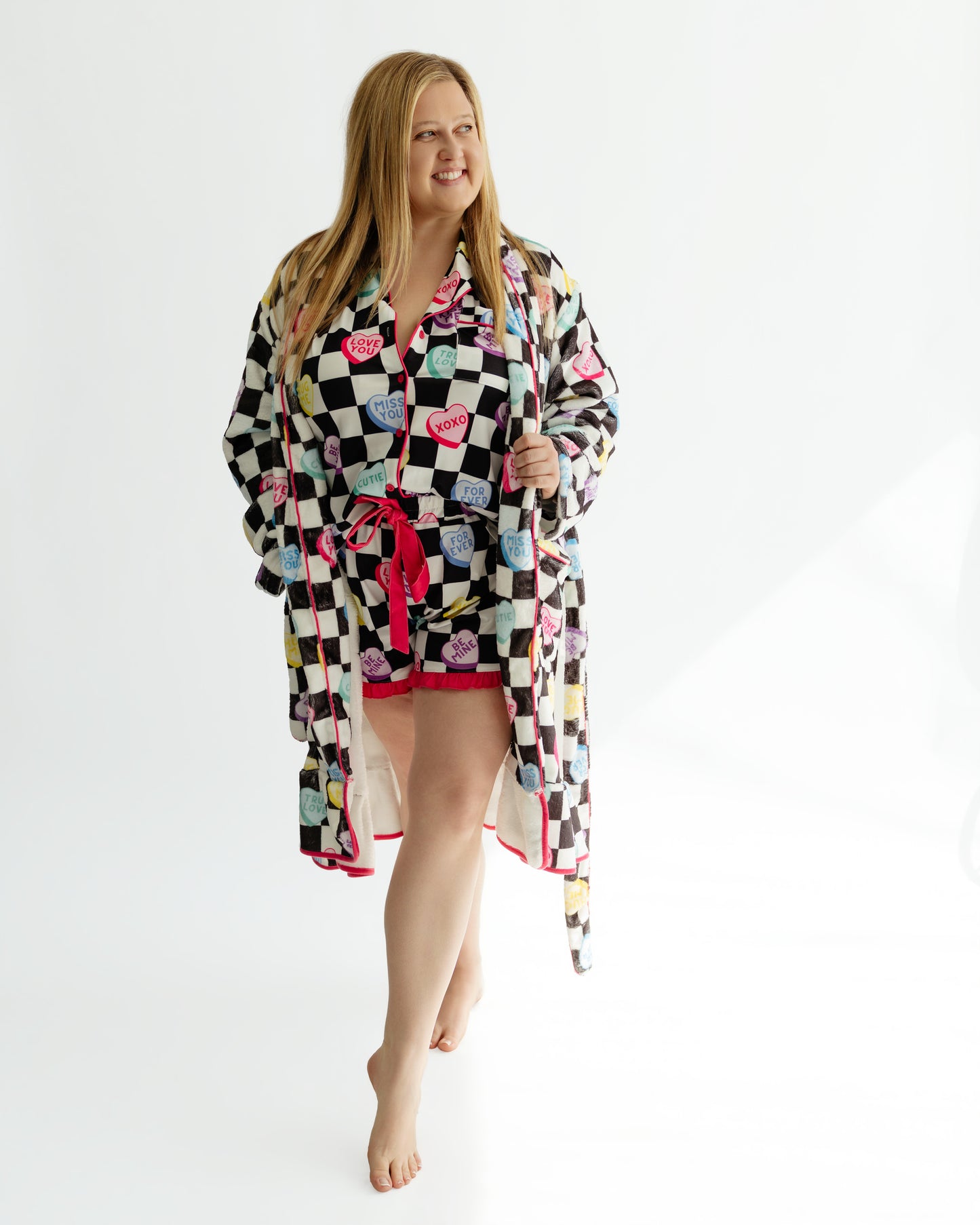 Legacy Lounge Robe- Checkered Conversation Hearts