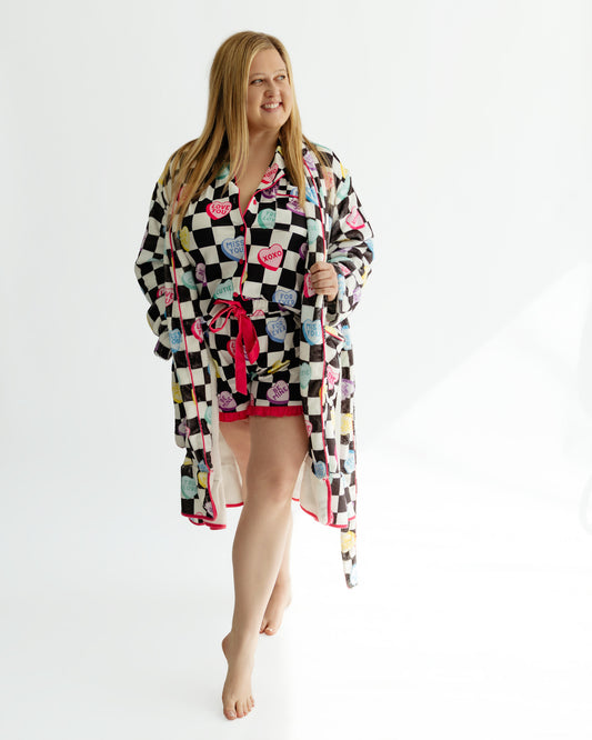 Legacy Lounge Robe- Checkered Conversation Hearts