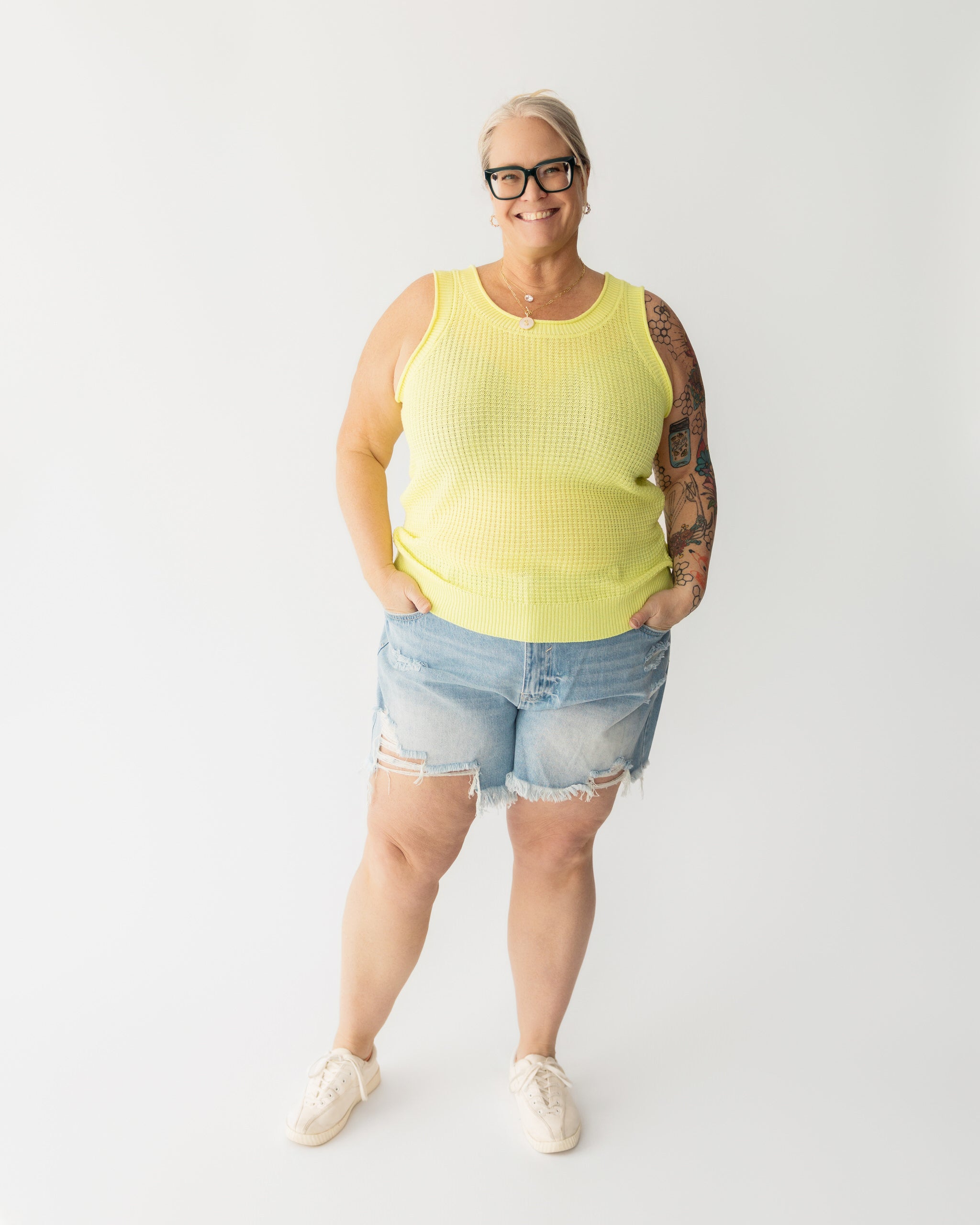Light Wash Distressed Denim Shorts