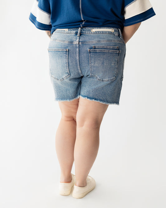 Slouchy Drawstring Raw Hem Shorts by Risen