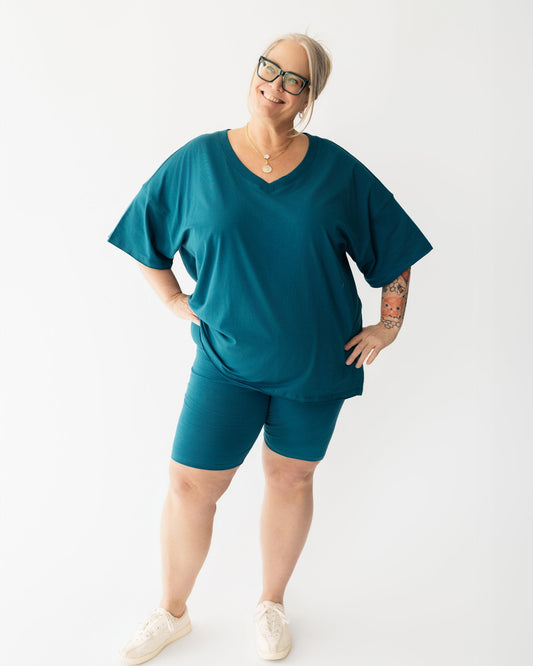 V-Neck Biker Short Set