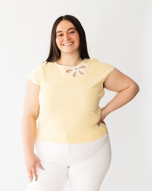 Cap Sleeve Cut Out Top