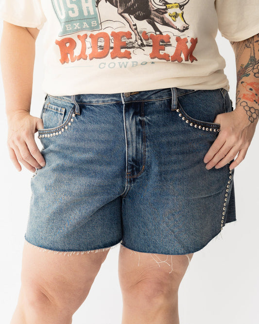 Judy Blue HW RM Studded Shorts