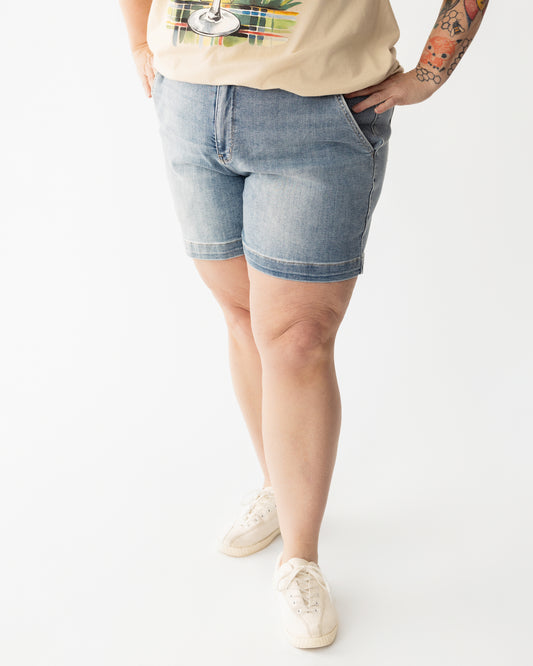 Judy Blue HW Denim Trouser Short