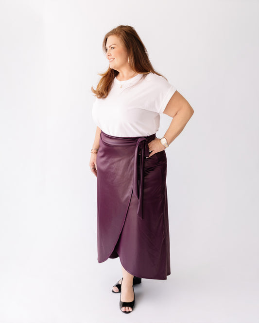 Faux Leather Wrap Skirt