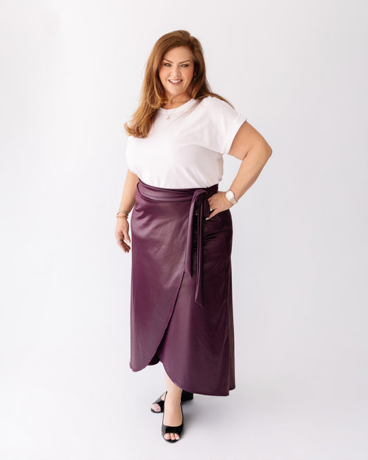 Faux Leather Wrap Skirt