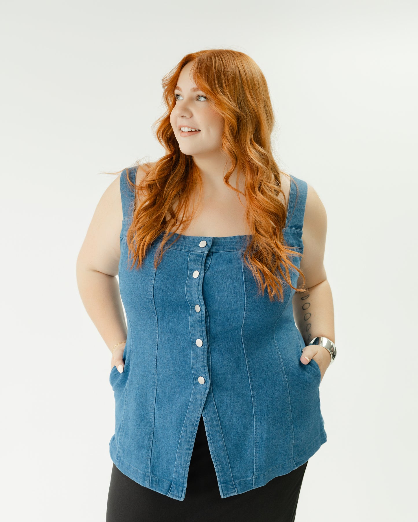 Denim Button Front Tank