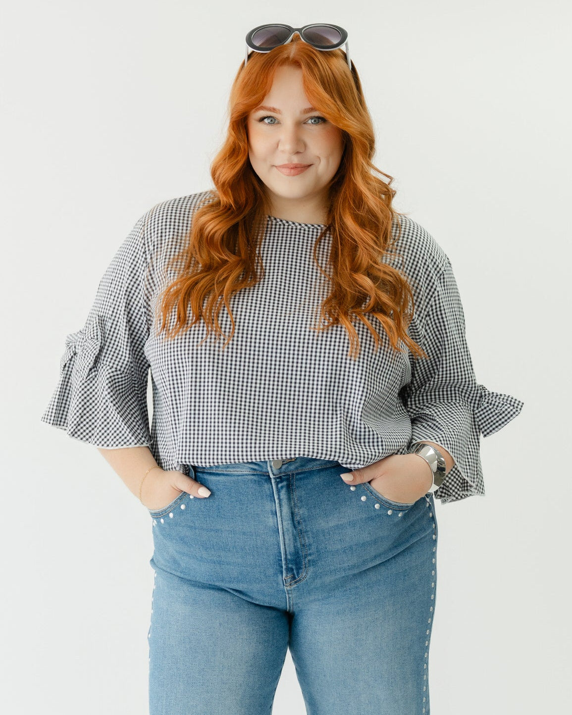 Gingham Bow Sleeve Top DSW