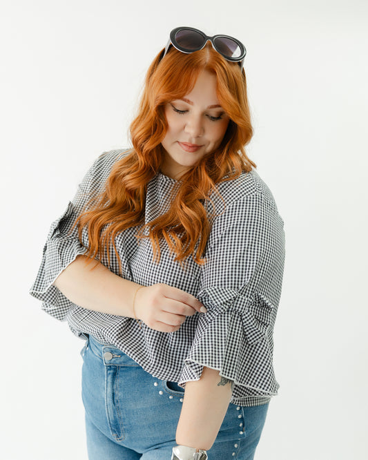 Gingham Bow Sleeve Top