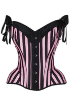Top Drawer Pink/Black Striped Steel Boned Corset w/Straps