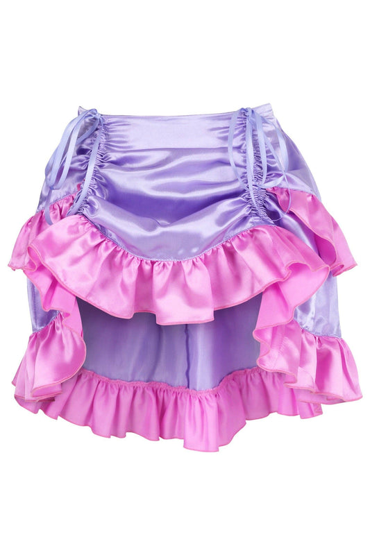 Purple/Pink Satin Ruched Bustle Skirt