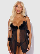 Marilyn Marabou & Mesh Babydoll & G-String Set