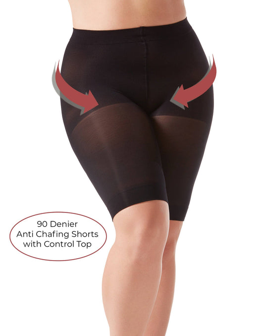 90 Denier Control Top Super Stretch Anti-Chafing Short