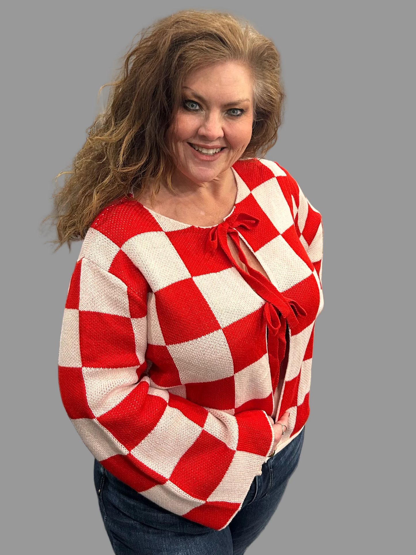 Checkered Tie Sweater