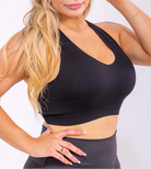 V Neck Ribbed Cropped Tank