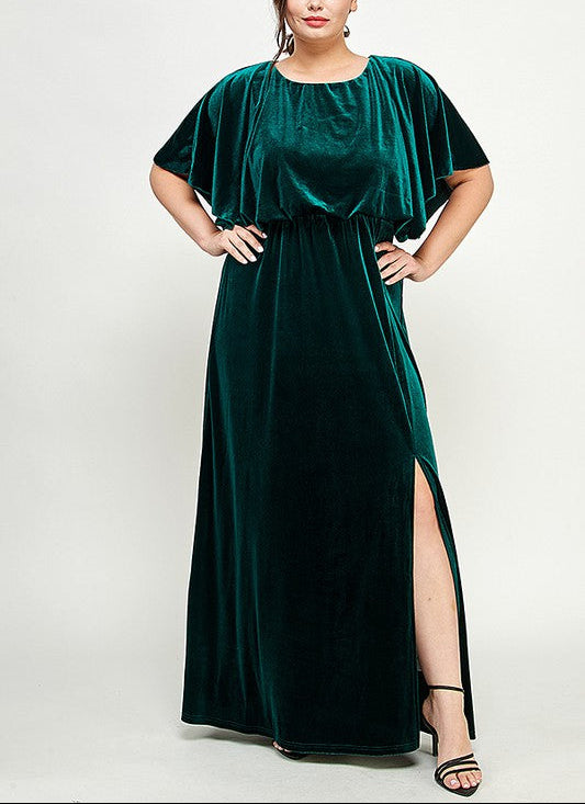Velvet Dolman Sleeve Gown