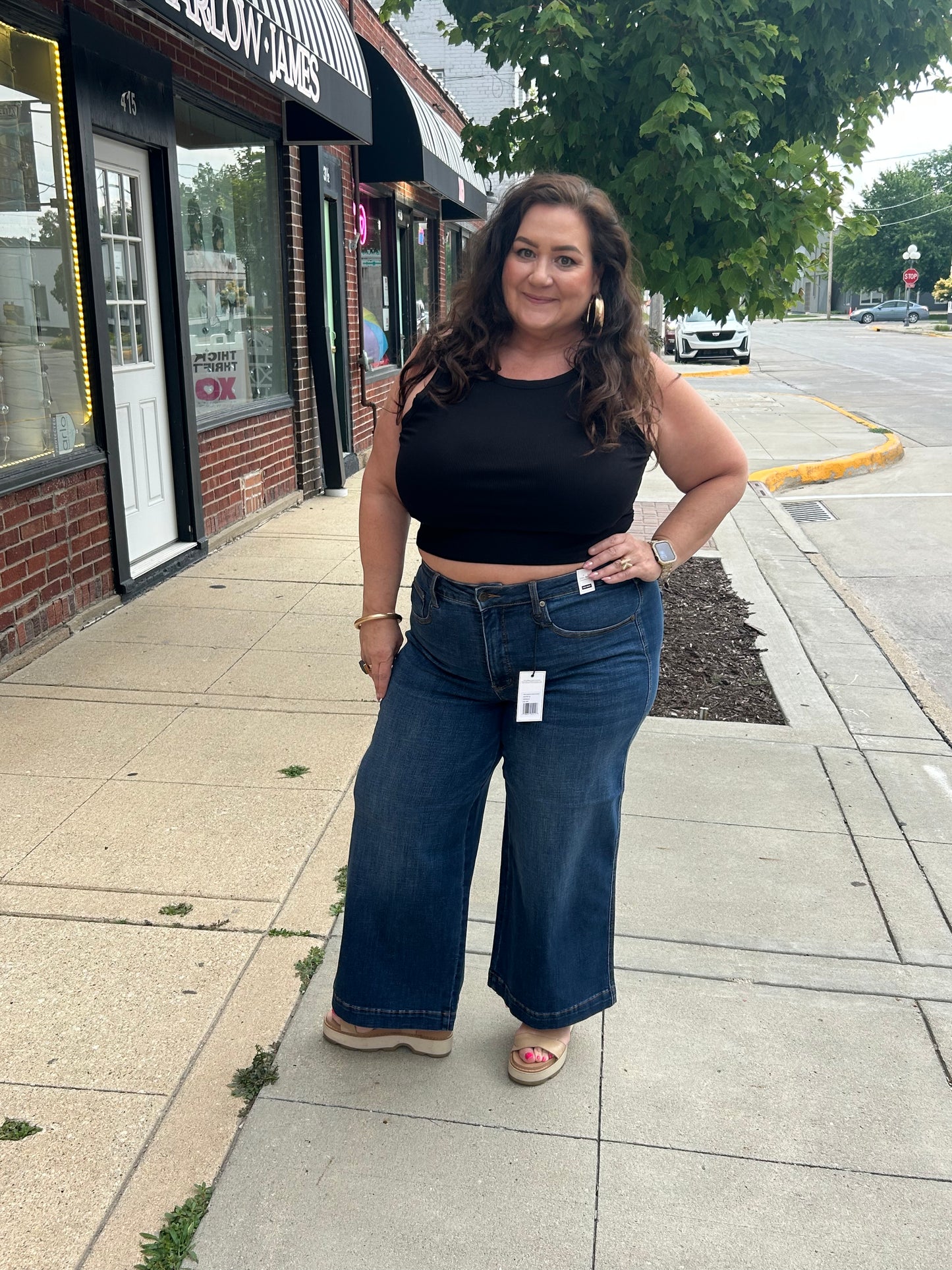 27.5" Judy Blue HW Wide Leg Tummy Control