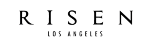 Brand name 'Risen Los Angeles' in black text on a white background | Harlow + James Boutique | West Des Moines, IA