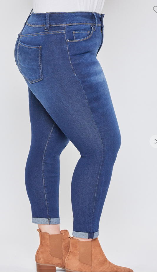 Royalty High Rise Roll Cuff Ankle Jeans - Hide Your Muffin Top