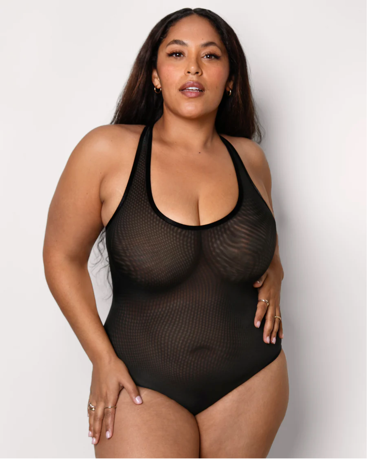Emily Sheer Mesh J-Hook Bodysuit