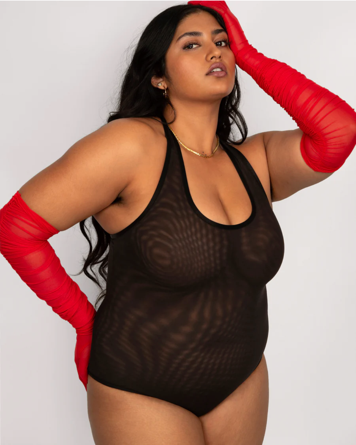 Emily Sheer Mesh J-Hook Bodysuit