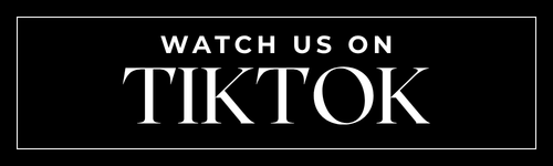 Black banner with white text 'WATCH US ON TIKTOK' on a black background | Harlow + James Boutique | West Des Moines, IA