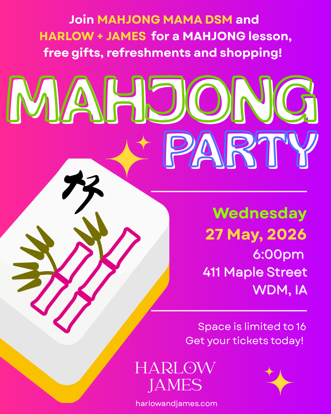 Mahjong Party Ticket
